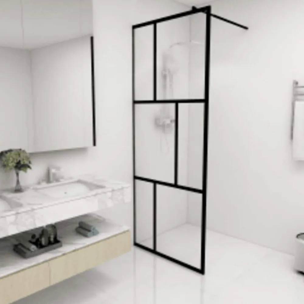 vidaXL Mampara de ducha accesible con vidrio templado 80x195 cm Negro Clearance