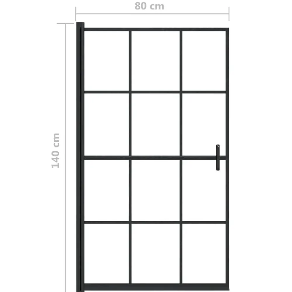 vidaXL Fontanería-Mampara de ducha ESG negro 80x140 cm
