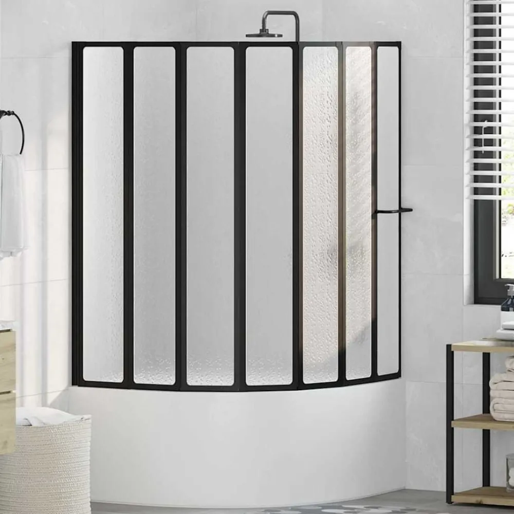 vidaXL Mampara de ducha Negro 168 x 140 cm Aluminio New