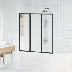 vidaXL Fontanería-Mampara de ducha Negro 120 x 2 x 117 cm Aluminio y PP