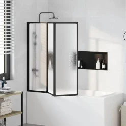 vidaXL Fontanería-Mampara de ducha Negro 120 x 2 x 117 cm Aluminio y PP