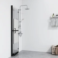vidaXL Fontanería-Mampara de ducha plegable vidrio ESG medio esmerilado 70x190 cm