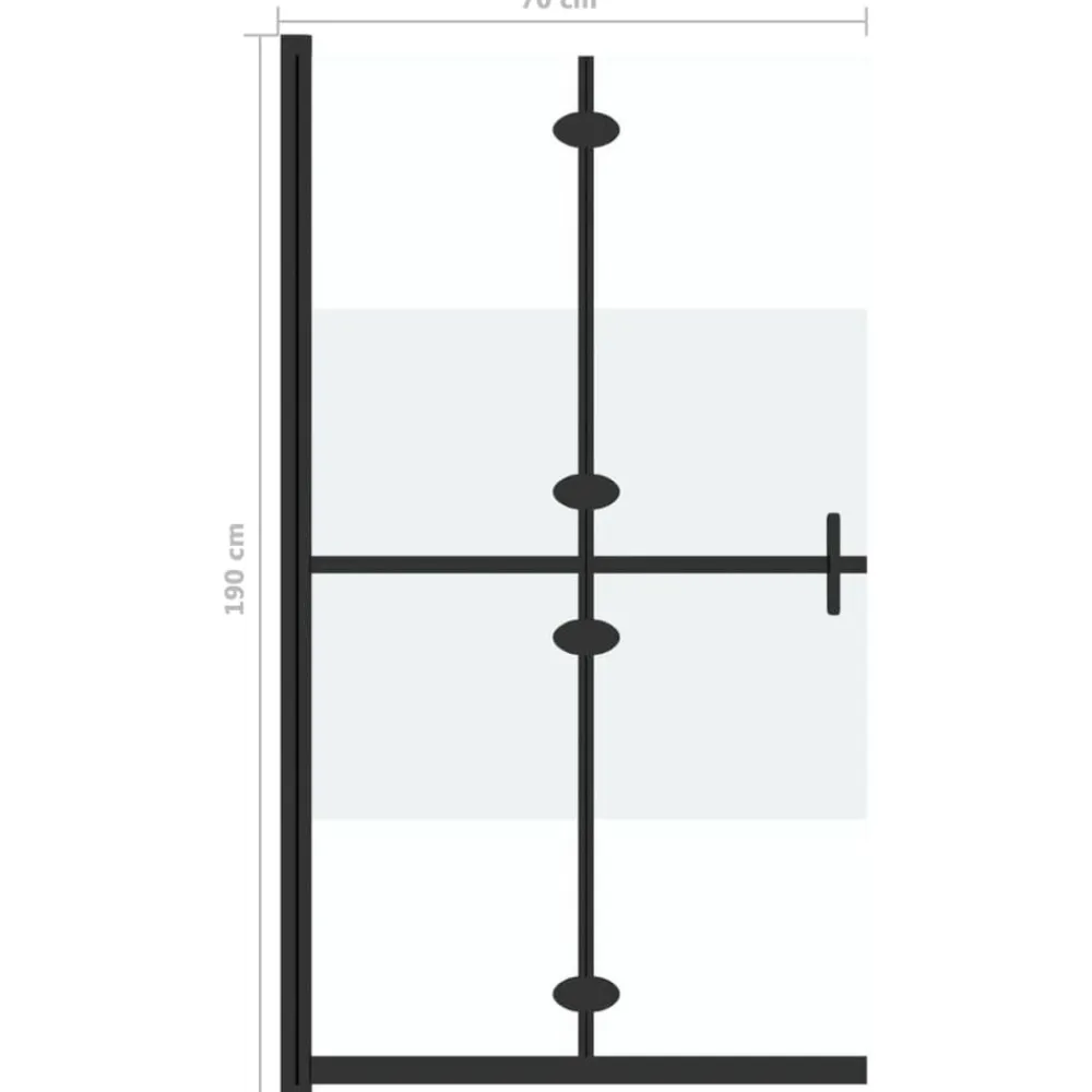 vidaXL Fontanería-Mampara de ducha plegable vidrio ESG medio esmerilado 70x190 cm