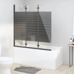 vidaXL Fontanería-Mampara de ducha plegable de 3 paneles ESG negro 130x130 cm