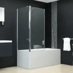 vidaXL Fontanería-Mampara de ducha plegable ESG 120x68x130 cm