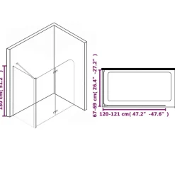 vidaXL Fontanería-Mampara de ducha plegable ESG 120x68x130 cm