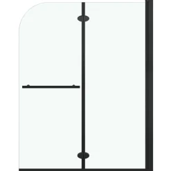 vidaXL Fontanería-Mampara de ducha plegable 2 paneles ESG negro 95x140 cm