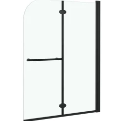 vidaXL Fontanería-Mampara de ducha plegable 2 paneles ESG negro 95x140 cm