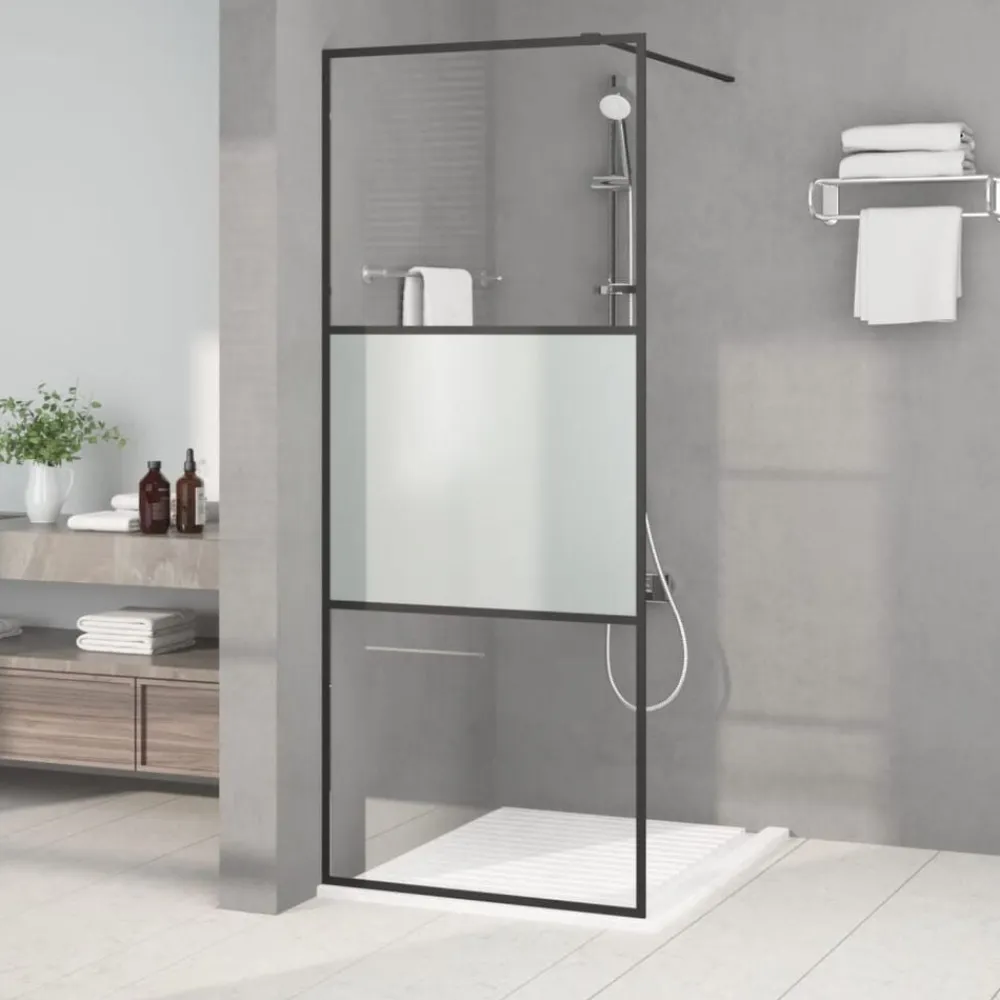 vidaXL Fontanería-Mampara de ducha vidrio ESG semiesmerilado 80x195 cm