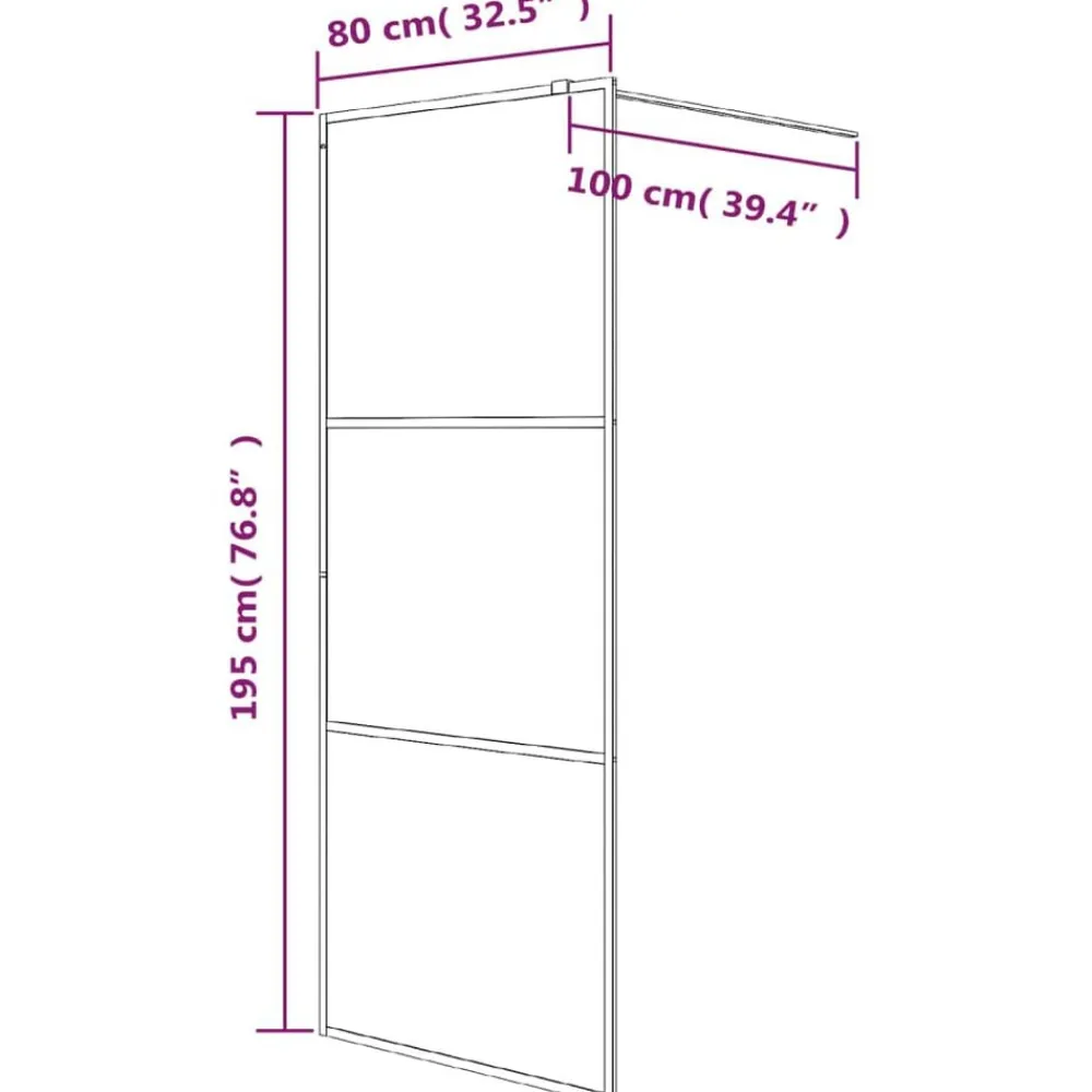 vidaXL Fontanería-Mampara de ducha vidrio ESG semiesmerilado 80x195 cm