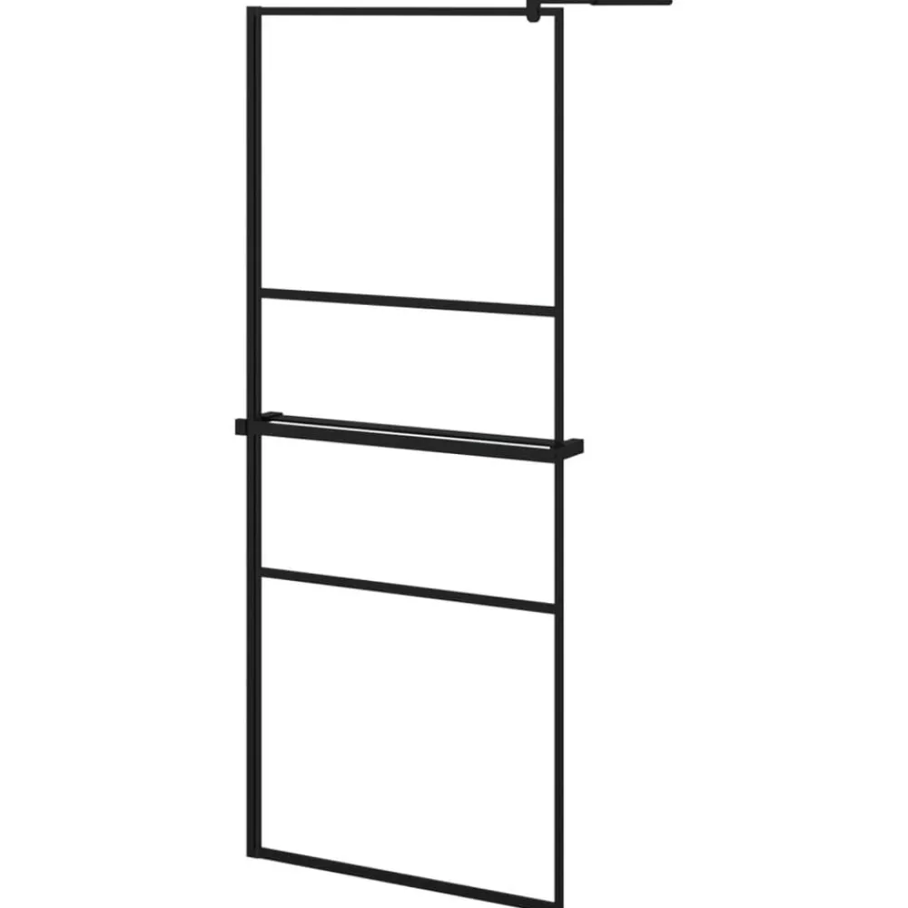 vidaXL Mampara ducha con estante vidrio ESG y aluminio 80x195 cm Negro New