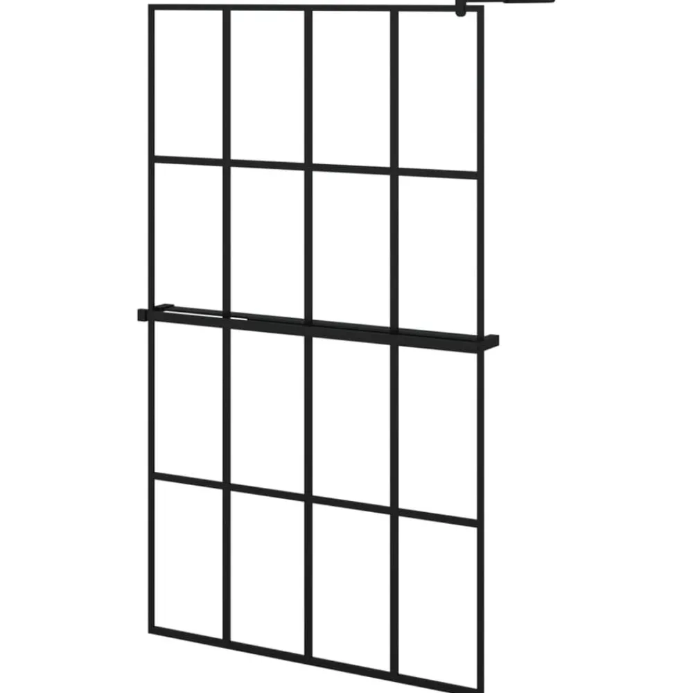 vidaXL Fontanería-Mampara ducha con estante vidrio ESG y aluminio negro 118x190cm