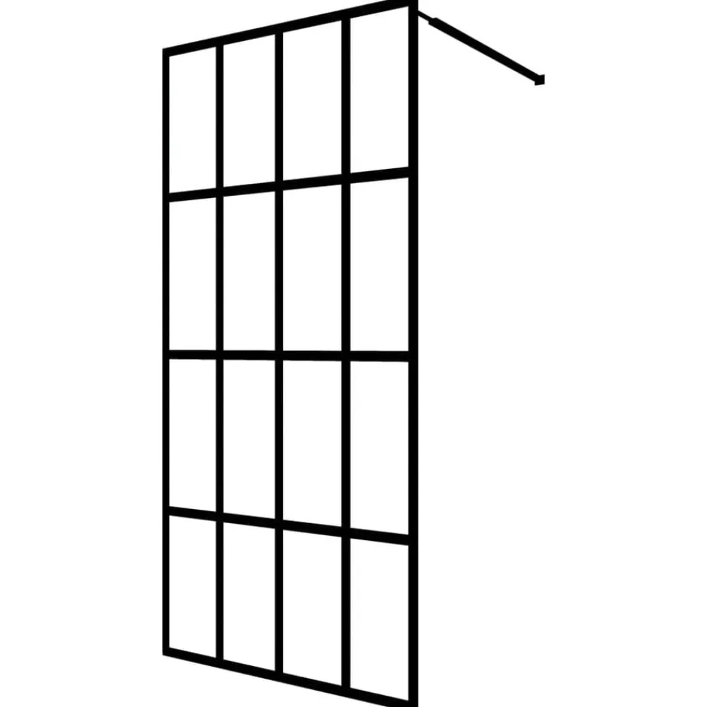 vidaXL Fontanería-Mampara ducha con estante vidrio ESG y aluminio negro 118x190cm