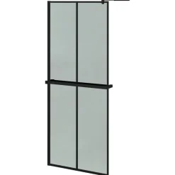 vidaXL Mampara ducha con estante vidrio ESG y aluminio 80x195 cm Negro