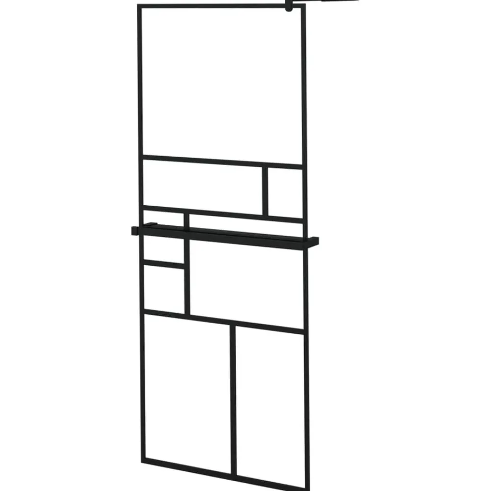 vidaXL Fontanería-Mampara ducha con estante vidrio ESG y aluminio 80x195 cm