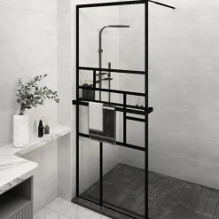 vidaXL Fontanería-Mampara ducha con estante vidrio ESG y aluminio 80x195 cm