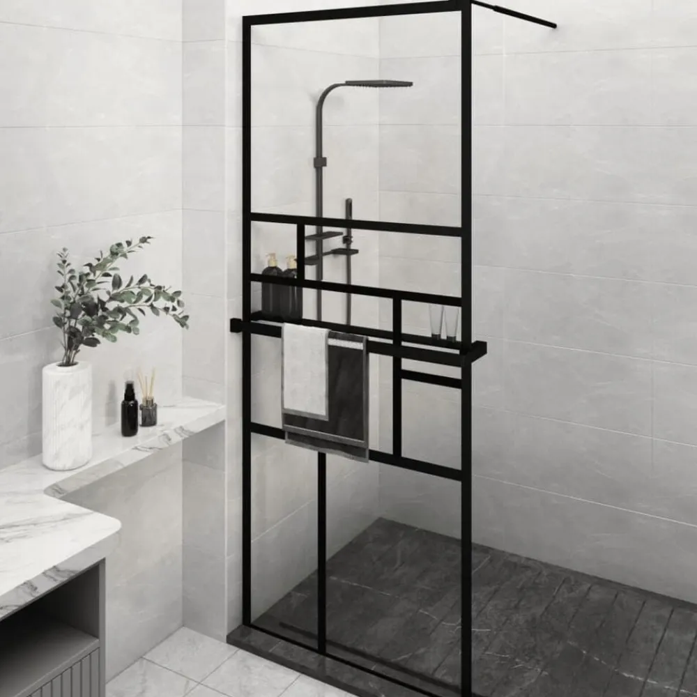 vidaXL Fontanería-Mampara ducha con estante vidrio ESG y aluminio 80x195 cm