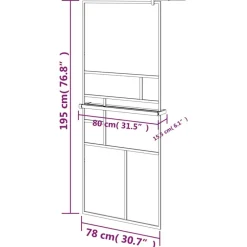 vidaXL Fontanería-Mampara ducha con estante vidrio ESG y aluminio 80x195 cm