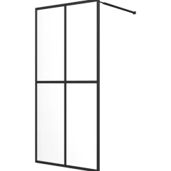 vidaXL Fontanería-Mampara ducha con estante vidrio ESG y aluminio negro 80x195 cm