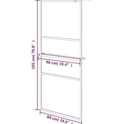vidaXL Fontanería-Mampara ducha con estante vidrio ESG aluminio 90x195 cm