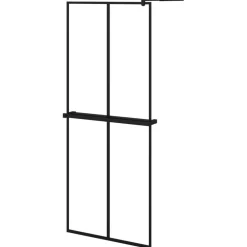 vidaXL Fontanería-Mampara ducha con estante vidrio ESG y aluminio negro 80x195 cm