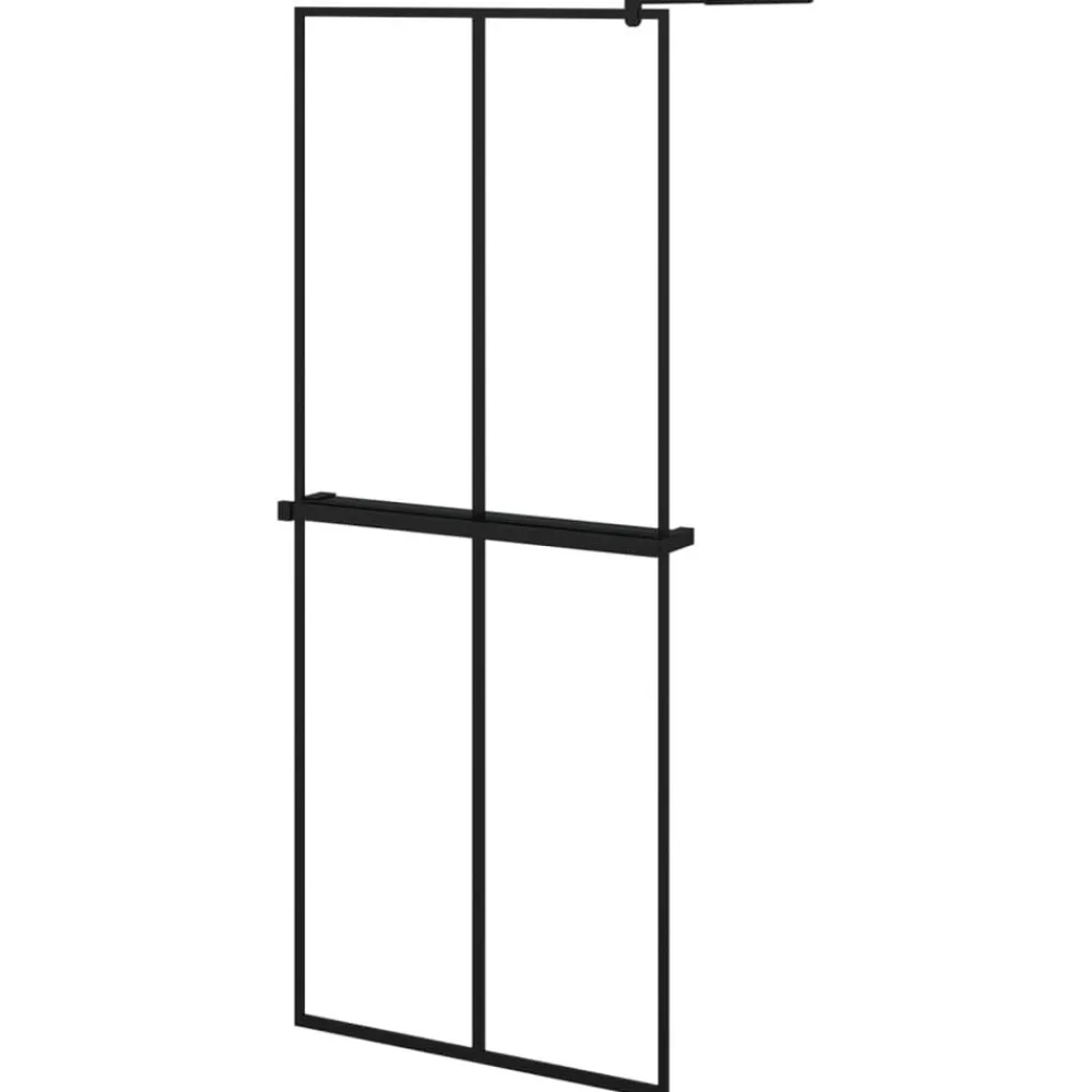 vidaXL Fontanería-Mampara ducha con estante vidrio ESG y aluminio negro 80x195 cm