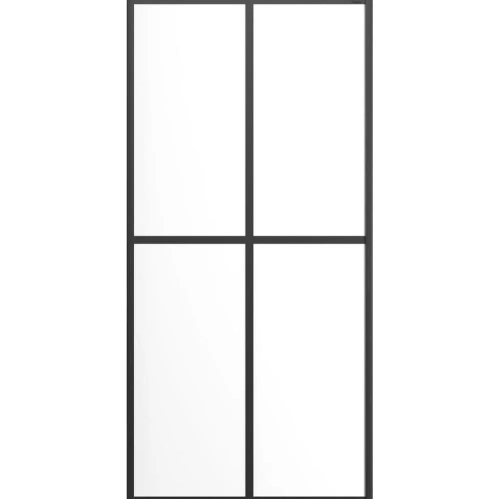 vidaXL Fontanería-Mampara ducha con estante vidrio ESG y aluminio negro 80x195 cm