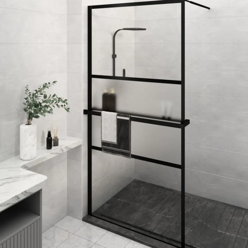 vidaXL Fontanería-Mampara ducha con estante vidrio ESG y aluminio 115x195cm