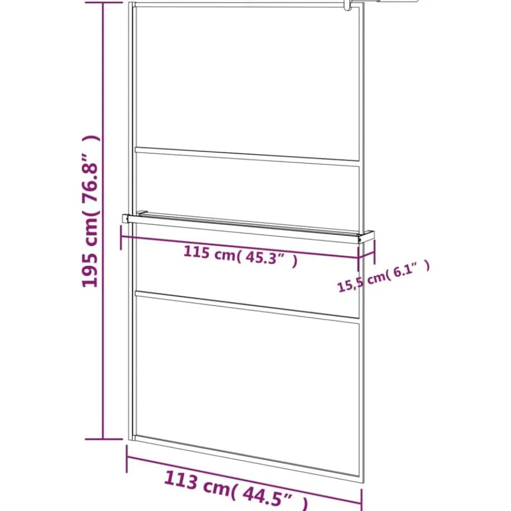 vidaXL Fontanería-Mampara ducha con estante vidrio ESG y aluminio 115x195cm
