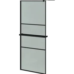vidaXL Mampara ducha con estante vidrio ESG y aluminio 80x195 cm Negro