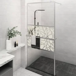vidaXL Fontanería-Mampara ducha con estante vidrio ESG y aluminio cromo 80x195 cm