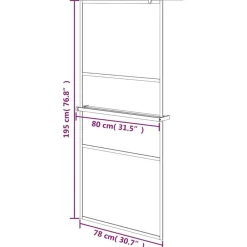 vidaXL Fontanería-Mampara ducha con estante vidrio ESG y aluminio cromo 80x195 cm