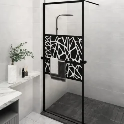 vidaXL Mampara ducha con estante vidrio ESG y aluminio 80x195 cm Negro Clearance