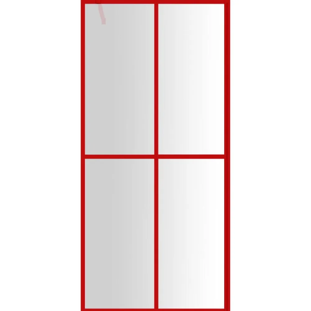 vidaXL Mampara puerta de ducha vidrio transparente ESG 100x195 cm Rojo Discount