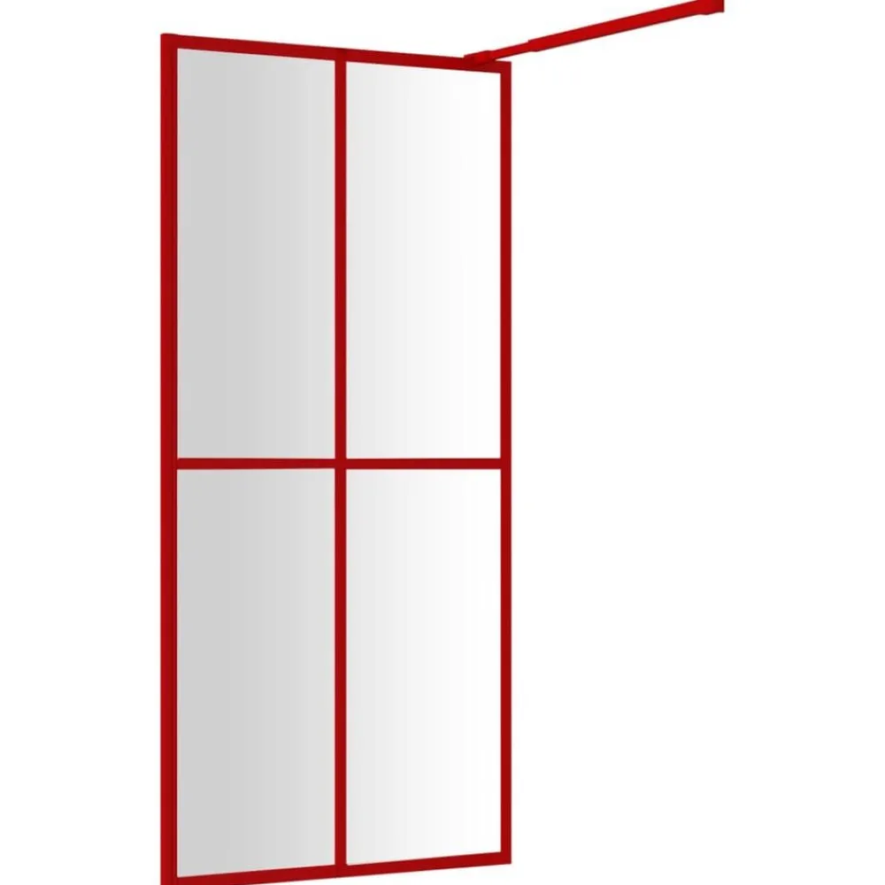 vidaXL Mampara puerta de ducha vidrio transparente ESG 100x195 cm Rojo Discount