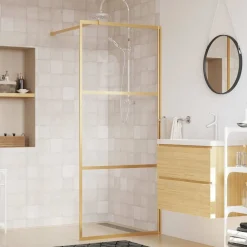 vidaXL Mampara puerta de ducha vidrio transparente ESG 80x195cm Dorado Best