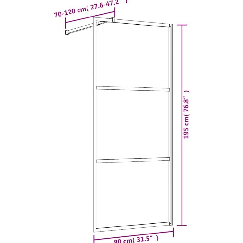 vidaXL Mampara puerta de ducha vidrio transparente ESG 80x195cm Dorado Best