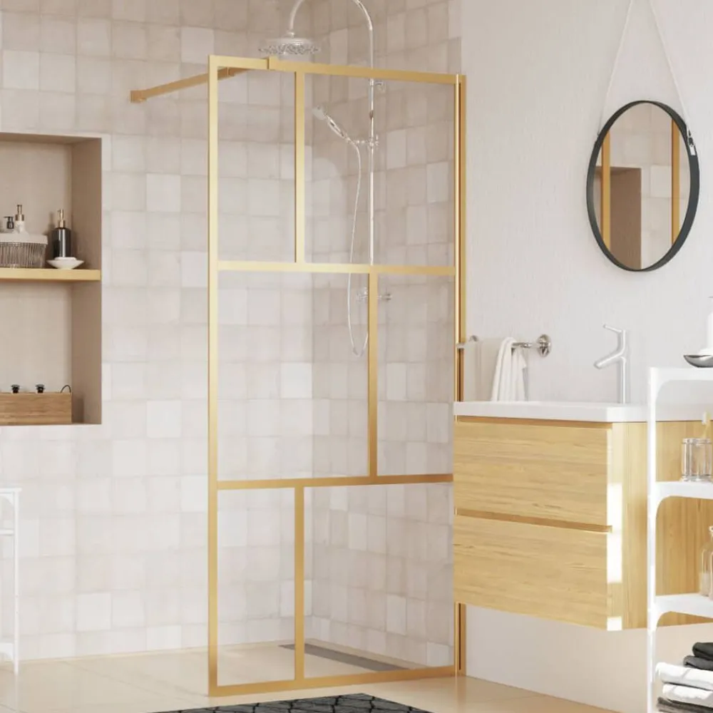 vidaXL Mampara puerta de ducha vidrio transparente ESG 80x195cm Dorado Hot