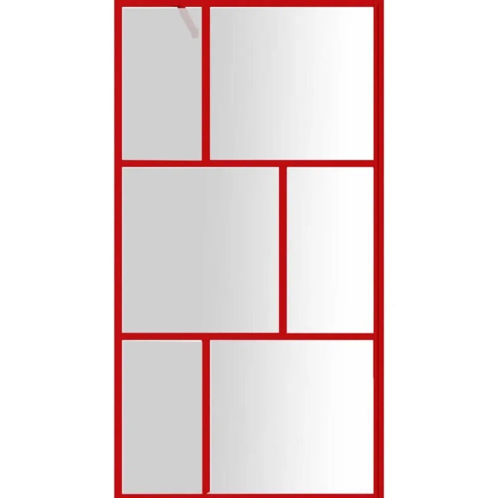 vidaXL Mampara puerta de ducha vidrio transparente ESG 100x195 cm Rojo Hot