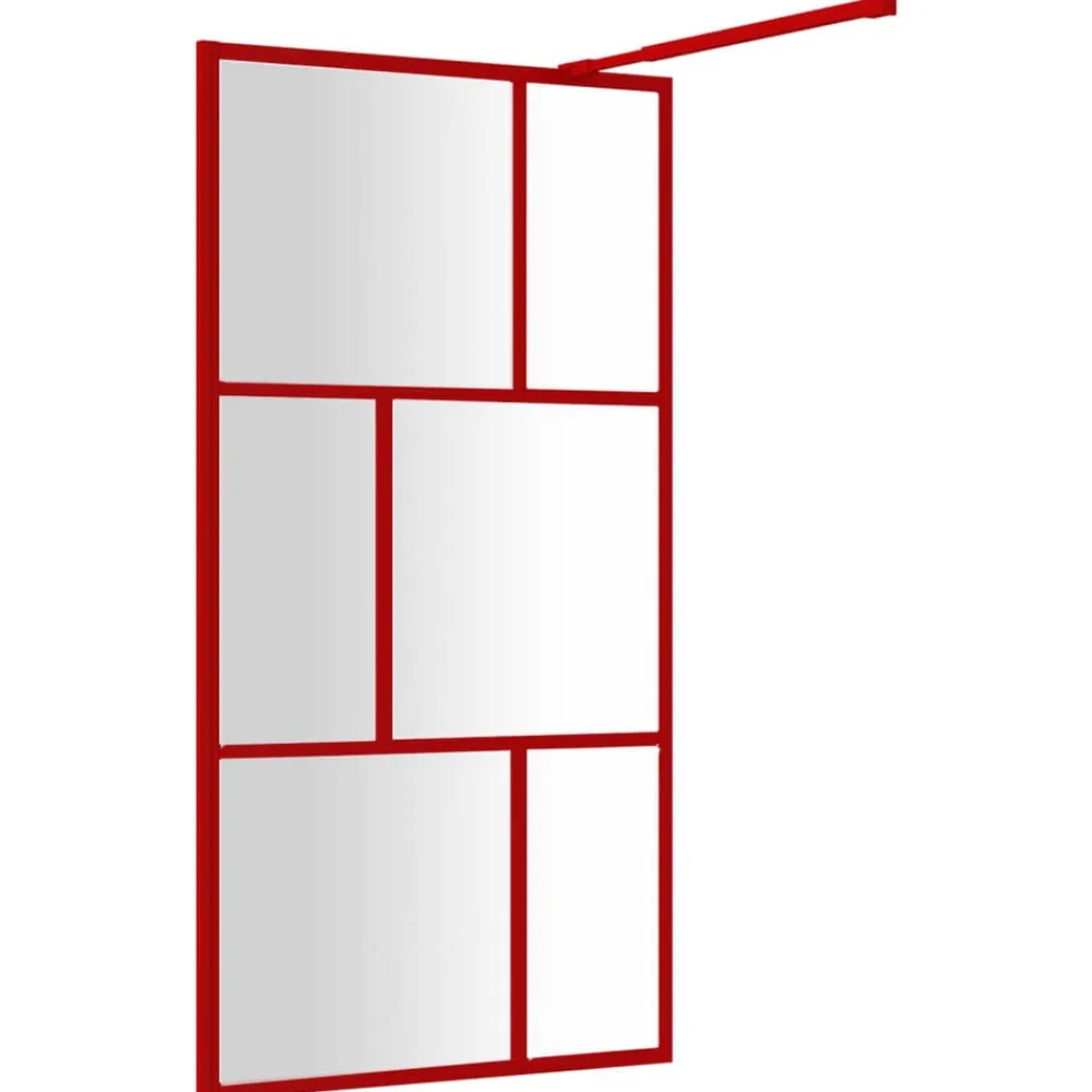 vidaXL Mampara puerta de ducha vidrio transparente ESG 100x195 cm Rojo Hot