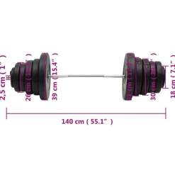 vidaXL Fitness Y Musculación-Mancuerna con discos 90 kg