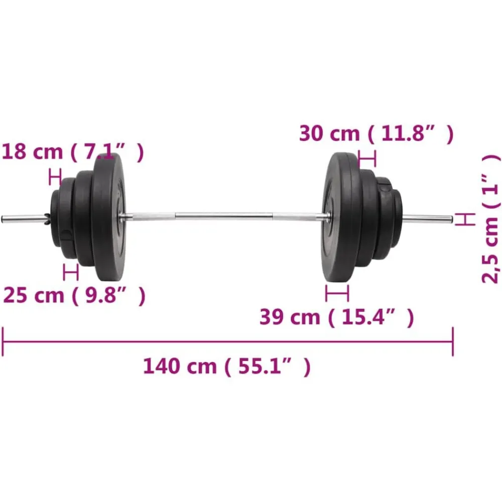 vidaXL Fitness Y Musculación-Mancuerna con discos 60 kg