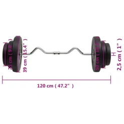 vidaXL Fitness Y Musculación-Mancuerna curl con discos 60 kg