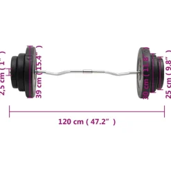 vidaXL Fitness Y Musculación-Mancuerna curl con discos 60 kg