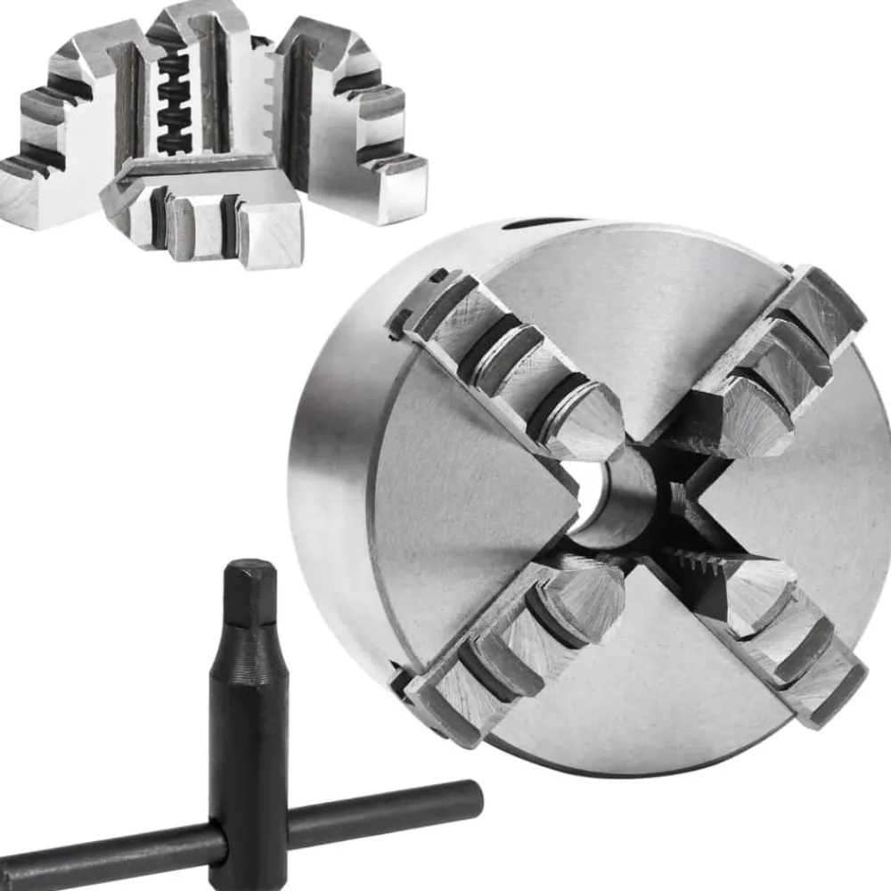 vidaXL Herramientas-Mandril de torno autocentrante de 4 mordazas 80 mm acero