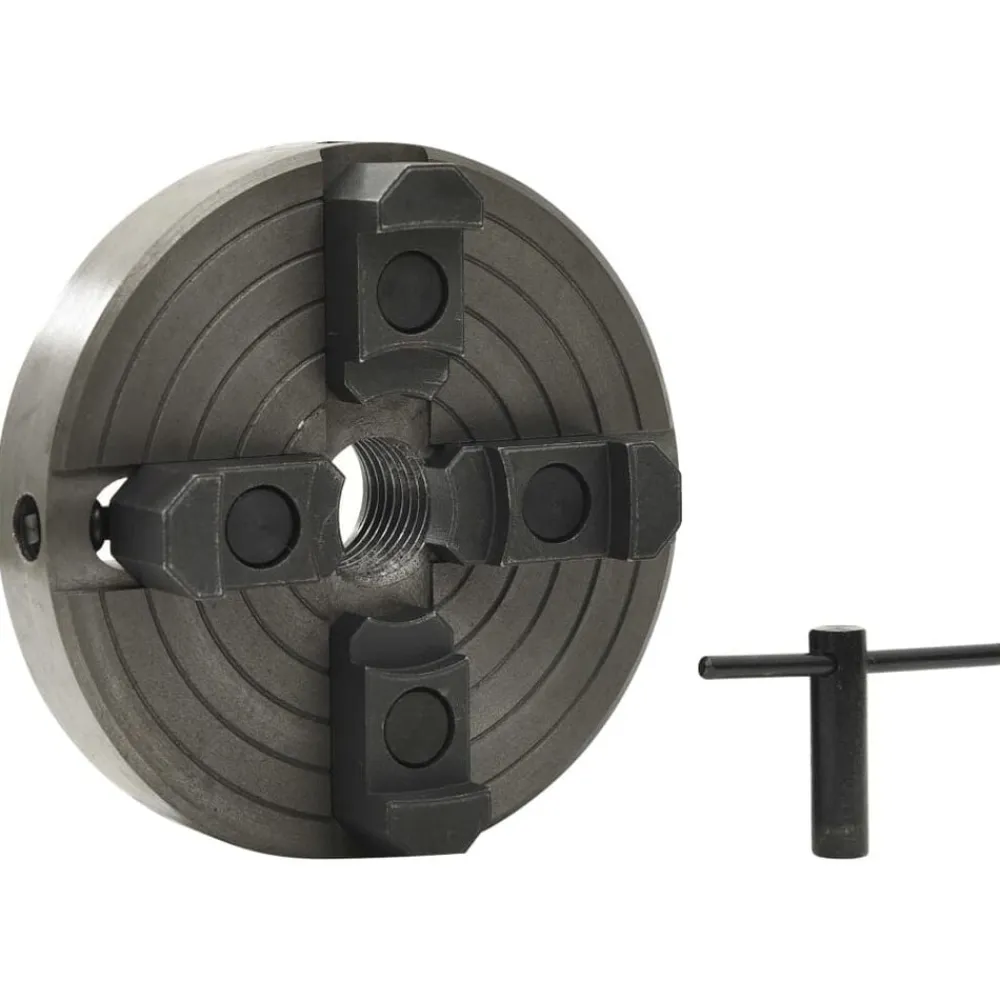 vidaXL Herramientas-Mandril madera 4 mordazas con conexión M33 acero negro 150x63mm