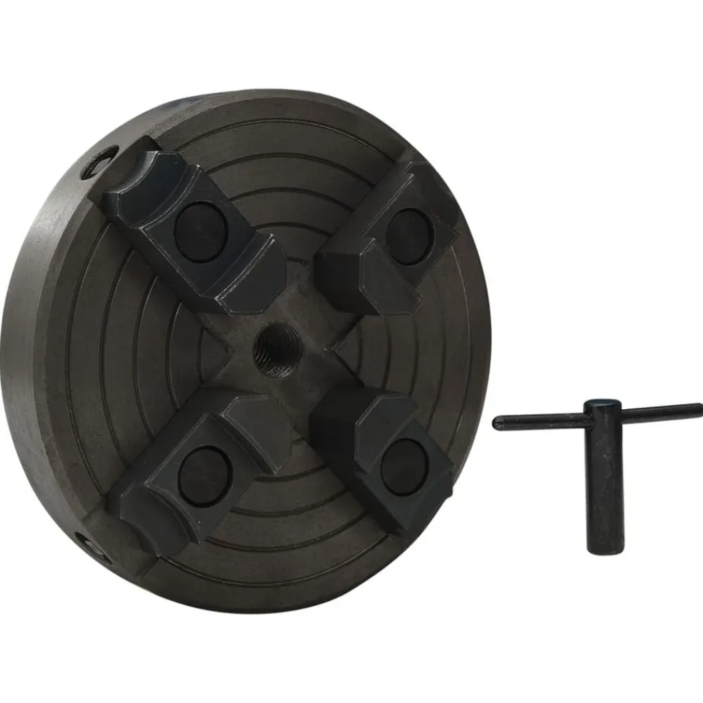 vidaXL Herramientas-Mandril madera 4 mordazas con conexión M18 acero negro 150x63mm