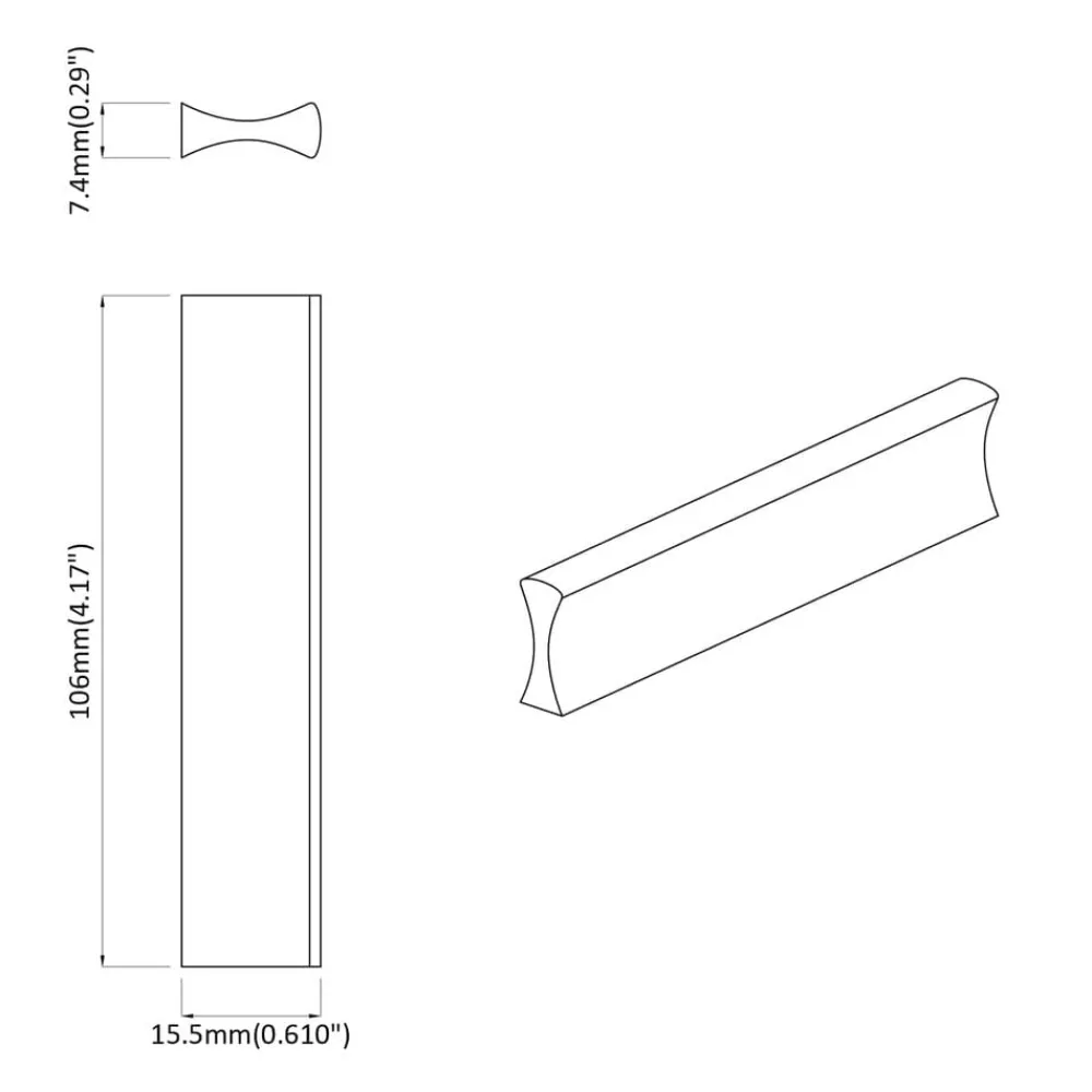 vidaXL Accesorios De Bricolaje-Mango 2 pcs Negro 106 x 7,4 x 15,5 mm Aluminio
