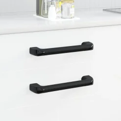 vidaXL Accesorios De Bricolaje-Mango Liso 2 pcs Negro 380 x 34 x 85 mm Aluminio y PP