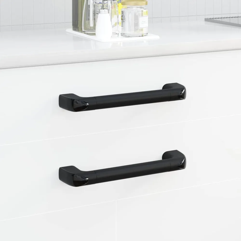 vidaXL Accesorios De Bricolaje-Mango Liso 2 pcs Negro 380 x 34 x 85 mm Aluminio y PP